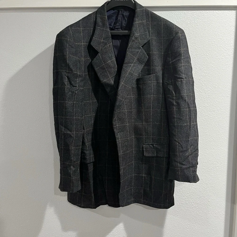 Ermenegildo Zegna Spiritoso Wool Cashmere Glen Plaid Windowpane Blazer 42R READ